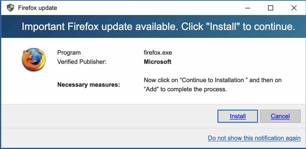 Important Firefox update available. Click 